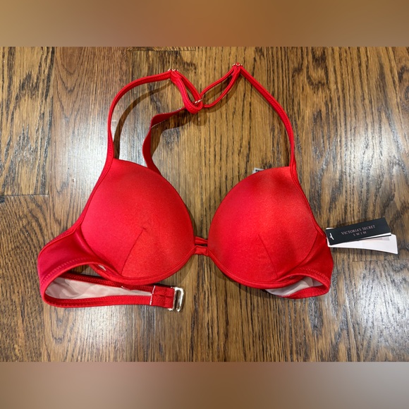 Victoria’s Secret  Red Push Up Shine Strap Bikini Top👙❤️ 32B NWT - Picture 1 of 6